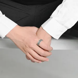 Men retro titanium steel ring punk style dragon scale rotating band detail jewelry item
