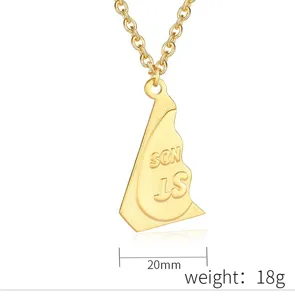 Collier pendentif fendu doré pour homme, bijoux d'amitié avec spécifications de taille.