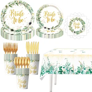 Eukalyptus Bride to be Party Geschirr Set Einwegteller Becher Servietten Tischdecke
