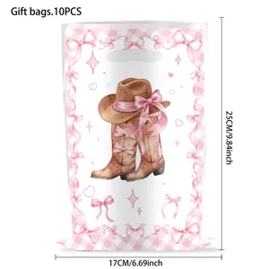 Rosa Western Cowboy Geschenktüten mit Schleifen Party Deko Geschenktasche 10Stk 25x17cm