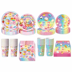 Set stoviglie per feste kawaii piatti di carta usa e getta tazze tovaglioli compleanno decoro