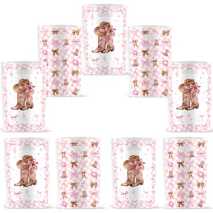 Cartoon Rosa Schleife Cowboy Thema Geburtstag Party Dekorative Geschenktüten Papier Mitbringsel Taschen Für Feier