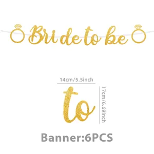 Goldener Glitzer Braut Banner Detailansicht, Party Deko Haengeschild Nahaufnahme.
