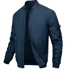 Veste bomber homme casual unie fermeture eclair vetement de travail streetwear manteau