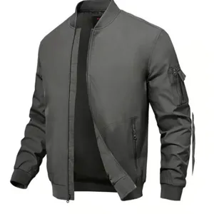 Blouson aviateur homme style américain classique, uni, fermeture éclair et poche bras.