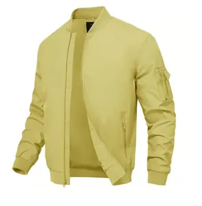 Blouson aviateur homme décontracté uni fermeture éclair poche utilitaire vêtement stylé tendance