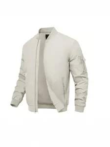 Veste bomber décontractée pour homme unie ample fermeture éclair streetwear mode vêtements