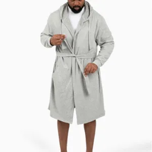 Comfortable thick solid color hooded bathrobe casual loungewear sleepwear for men and women