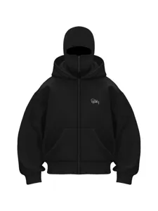 Sweat a capuche zipe molletonne avec cagoule hiver chaud oversize veste decontractee.