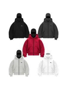 Sweat à capuche oversize en molleton avec masque, veste streetwear d'hiver unisexe.