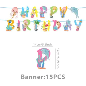 Ozean Thema alles Gute zum Geburtstag Banner Set mit niedlichen Meerestieren Party.