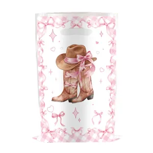 Rosa Cowgirl Geschenktüte mit Stiefeln Hut und Schleifen für westliche Geburtstagsparty