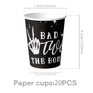 Gothic skeleton hand disposable paper cups for Halloween party decoration and table setting 20pcs