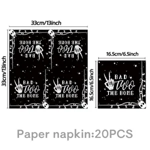 Halloween black skeleton hand disposable paper napkins party tableware 20pcs set 33x33cm