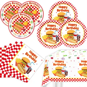 Hotdog Burger Geburtstag Party Geschirr Set Pappteller Servietten Tischdecke Deko