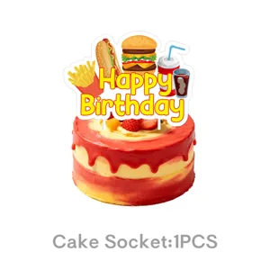 Fastfood Thema Geburtstag Torte Deko Topper Set, süsses Burger Pommes Partyzubehör.