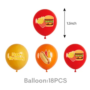 Detailansicht von 12-Zoll Fast-Food-Thema bedruckten Latexballons für Partydekoration.