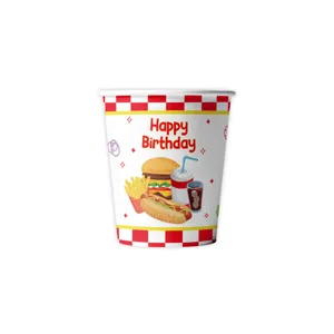 Fastfood Burger Thema Pappbecher für Geburtstag Party Feier und Tischdekoration Zubehör