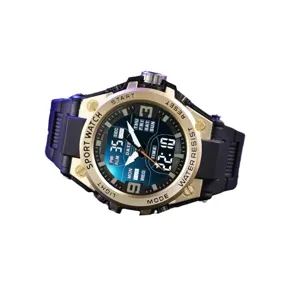 Men's multi-functional digital sports watch with waterproof and luminous features for outdoor wear.