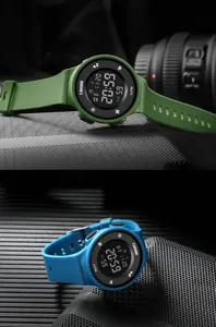 Children digital watch sports waterproof electronic wristwatch details display close up view