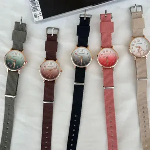 Casual Quartz Watch Canvas Strap Gradient Dial Student Wristwatch Fashion Analog Business Casual Watch For Women