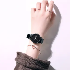 Minimalist black wristwatch detail shot, elegant daily wear accessory for student and fashion lovers.