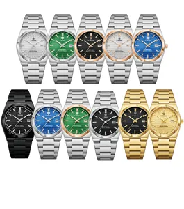 Luxury quartz waterproof watch with calendar display, classic stainless steel band business watch.