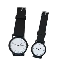 Montre de couple minimaliste noir et blanc montre à quartz étudiant style décontracté