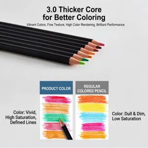 Set de crayons de couleur professionnels avec mine épaisse de 3,0 mm pour un dessin fluide et vif.