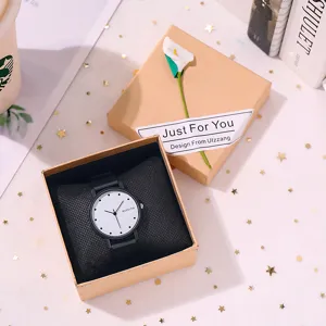 Minimalist black wristwatch for men and women, chic Korean style student couple watch.