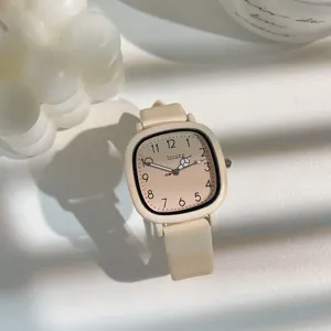 Minimalist square women watch with elegant leather strap, perfect for daily wear and casual outfits.