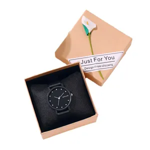 Minimalist black dial quartz watch Korean style student couple watch chic timepiece