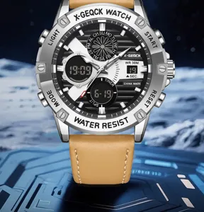 Heren multifunctioneel quartz horloge met dubbele display robuust design waterdicht