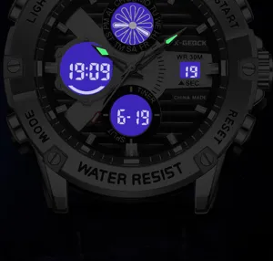 Heren multifunctionele sport horloge waterdicht digitaal analoog kwarts polshorloge.