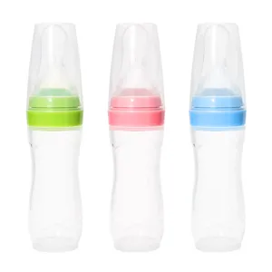 Silicone baby squeeze feeding bottle rice paste spoon infant complementary feeding tool 3pcs