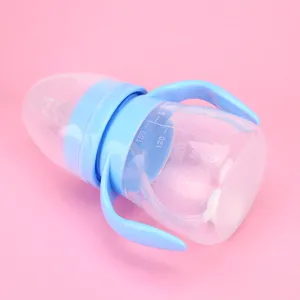 Baby training bottle with handles and straw 150ml capacity silicone feeding cup for infants