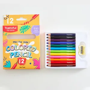 Kids Colored Pencils Set Mini Drawing Pencils With Sharpener 12 Colors Portable Wood Colored Pencils For Children Painting
