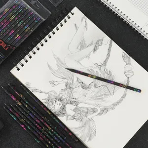 Black wood HB pencils with colorful flower prints and sparkling diamond patterns for students.