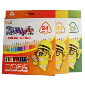 24 colors triangular color pencils set for school drawing and sketching art supplies.