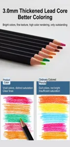 Vue détaillée du set de crayons de couleur à mine épaisse de 3,0 mm pour un rendu éclatant.