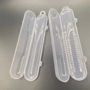 Transparante plastic lepel opbergdoos 205x40mm draagbare bestekdoos container verpakking.