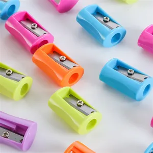 Colorful plastic pencil sharpeners for students and art use, compact and portable tools.