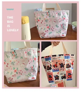 Sac à déjeuner imperméable avec imprimé dessin animé mignon, fourre-tout isotherme pratique.