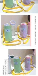 Borsa porta tazza d'acqua in tela con cinturino giallo custodia portatile carina