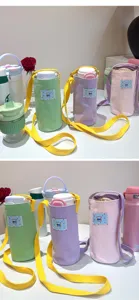 Borsa porta bottiglia d'acqua in tela con tracolla simpatica custodia tazza multicolore
