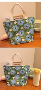 Bonita bolsa de lona estampada para almuerzo con cremallera, bolso impermeable para trabajo.