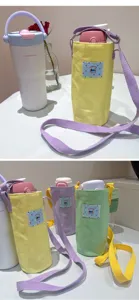 Canvas waterfles tas met riem, verstelbare schouderhoes voor reiskoppen en bekers.