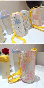 Sac matelassé pour bouteille d'eau jolie impression florale bandoulière avec sangle sport
