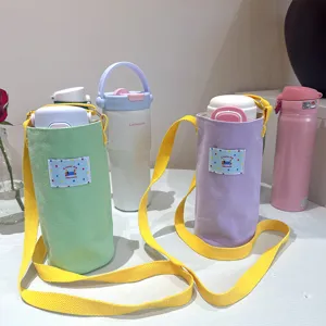 Borsa per borraccia in tela con tracolla, custodia portatile per lavoro e viaggi.