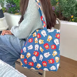 Japanese Shiba Inu Print Tote Bag Casual Canvas Handbag Daily Lunch Pouch